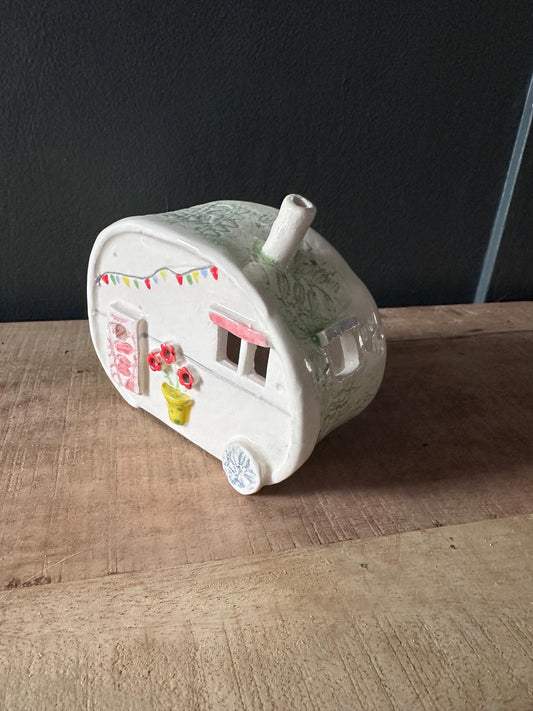 Beautifully Handmade Ceramic Tea Light Caravan