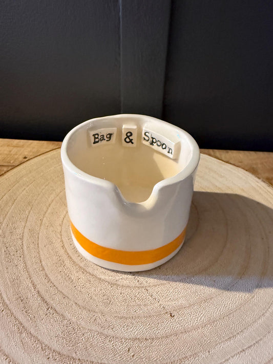 Pretty Ceramic Tea Bag & Spoon pot
