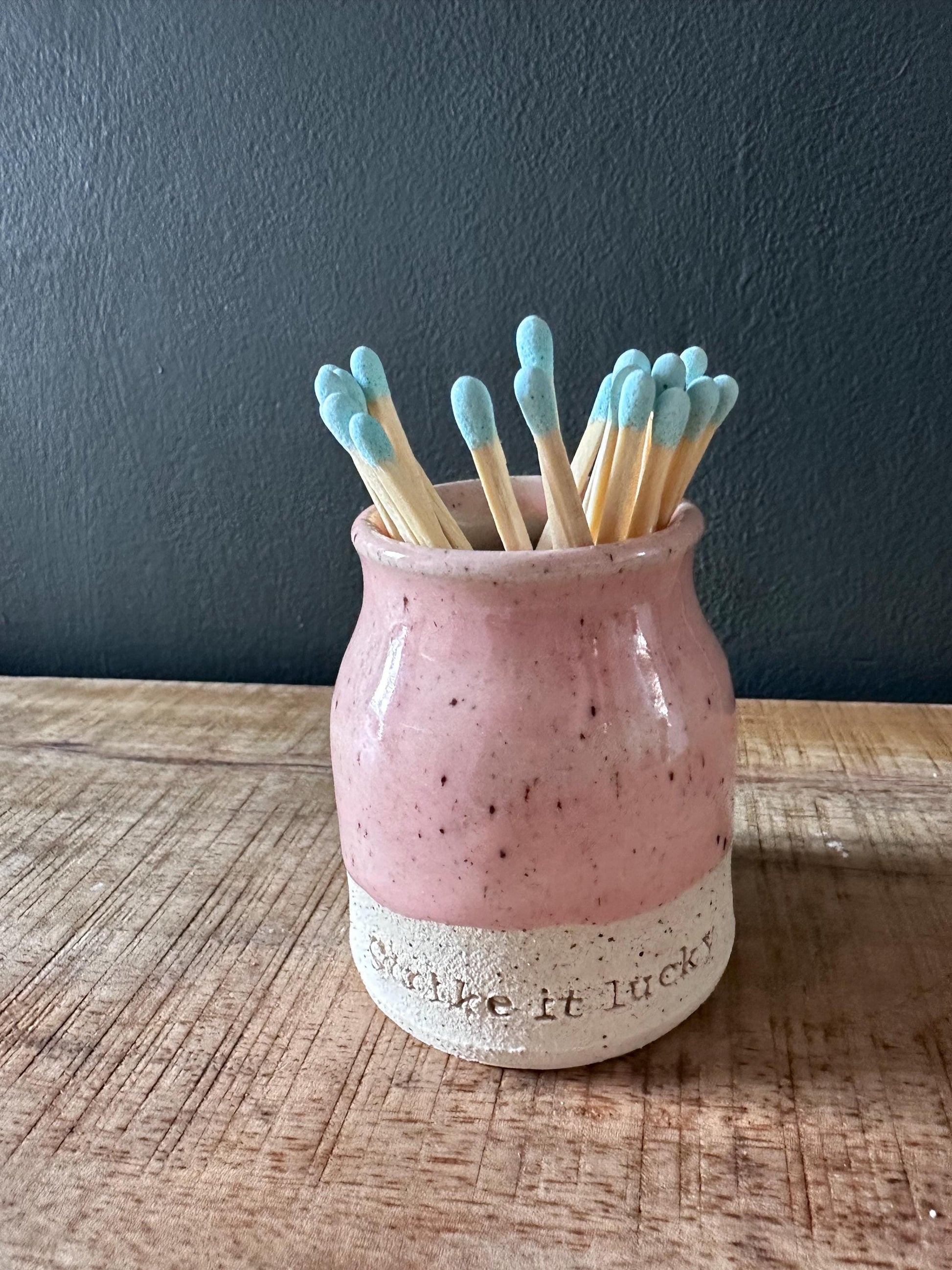 Ceramic Match Pot with phrase and Striker pad