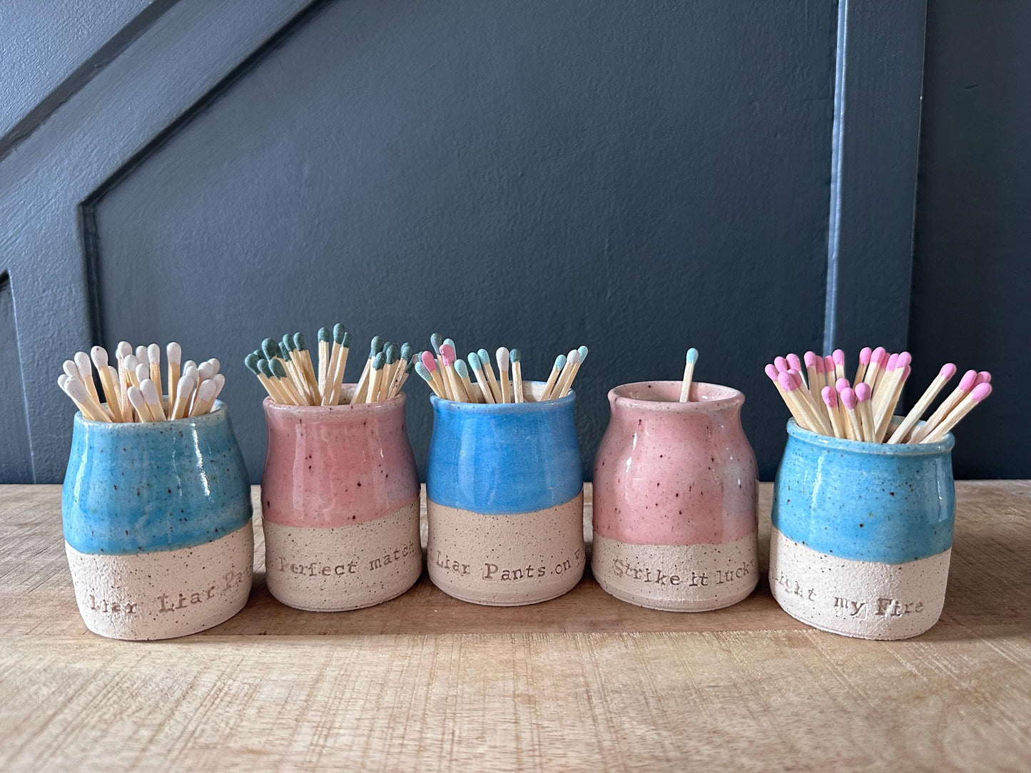 Ceramic Match Pot with phrase and Striker pad