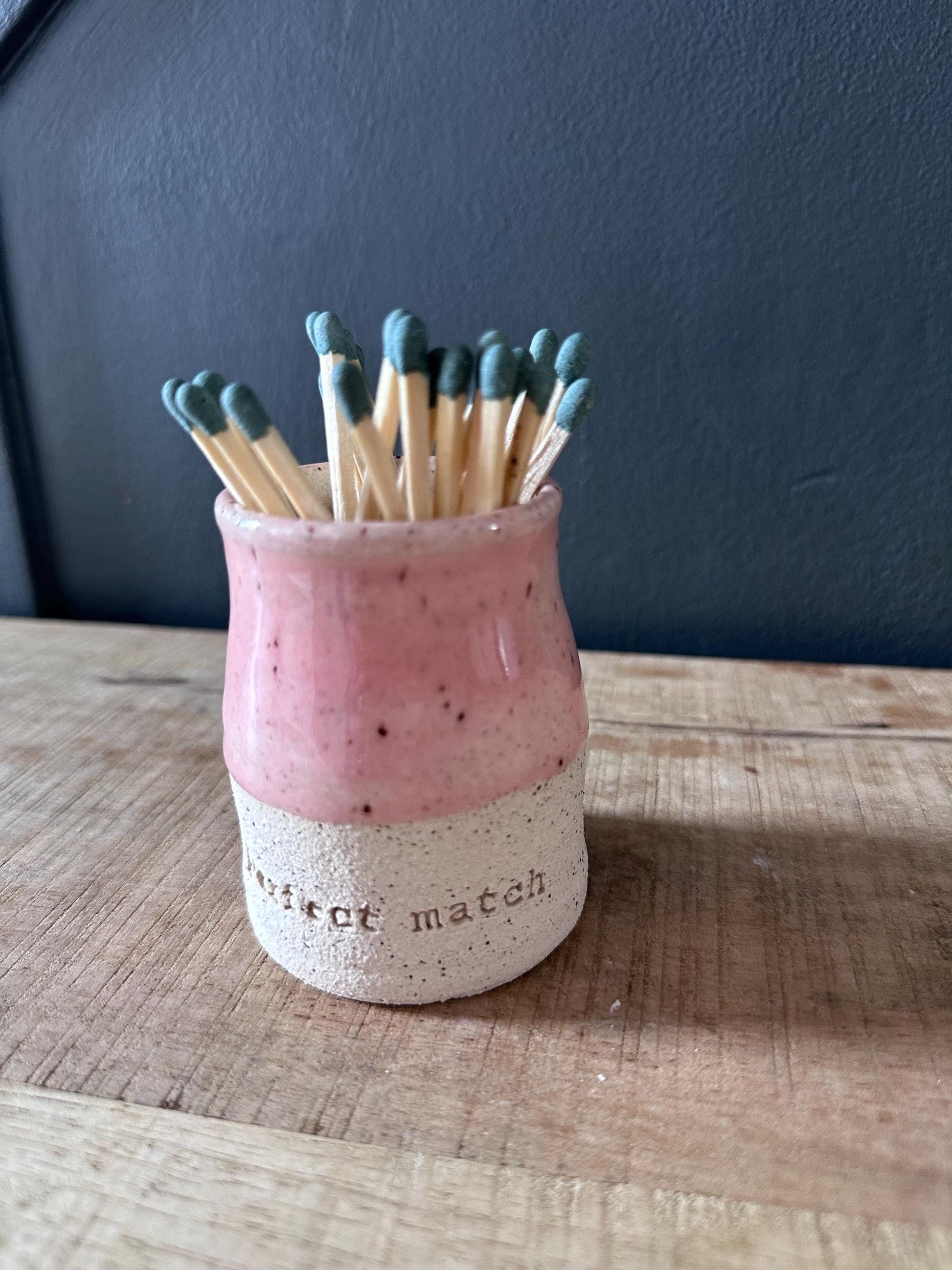 Ceramic Match Pot with phrase and Striker pad