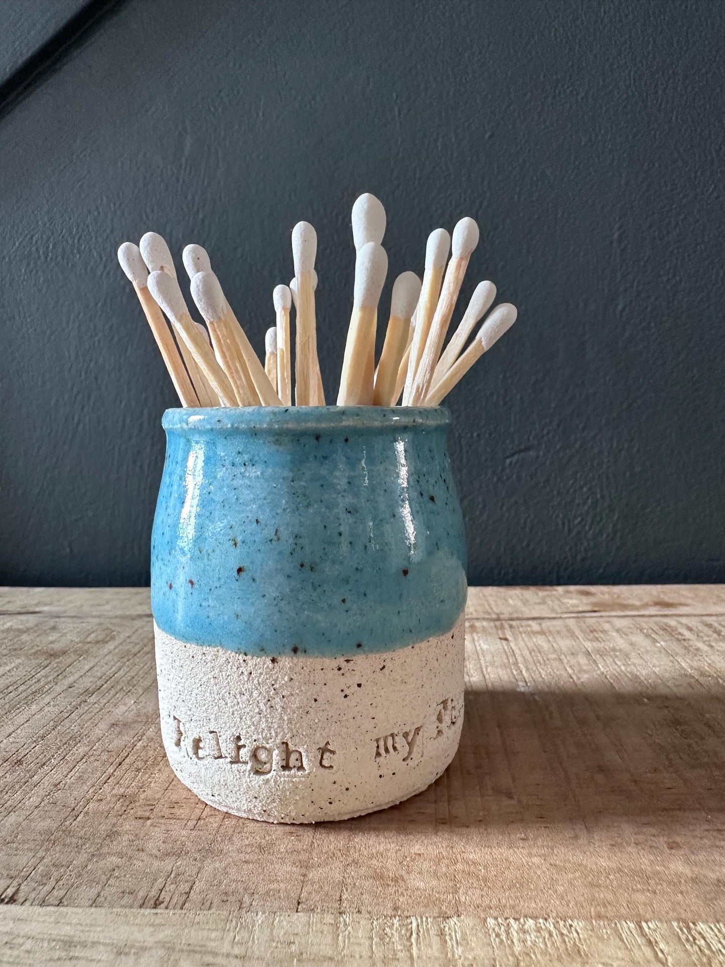Ceramic Match Pot with phrase and Striker pad