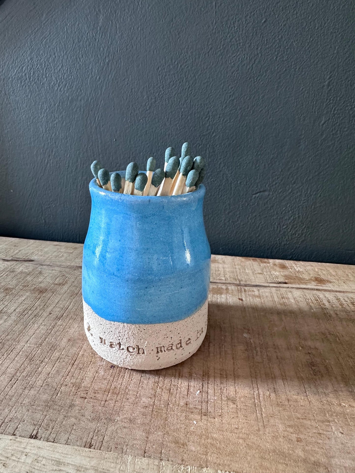 Ceramic Match Pot with phrase and Striker pad