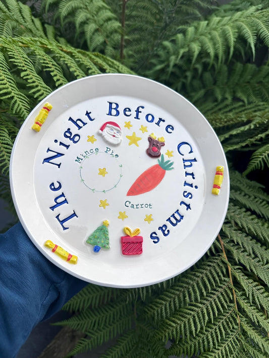 Ceramic Christmas Eve Santa Plate - A lovely handmade Keepsake.