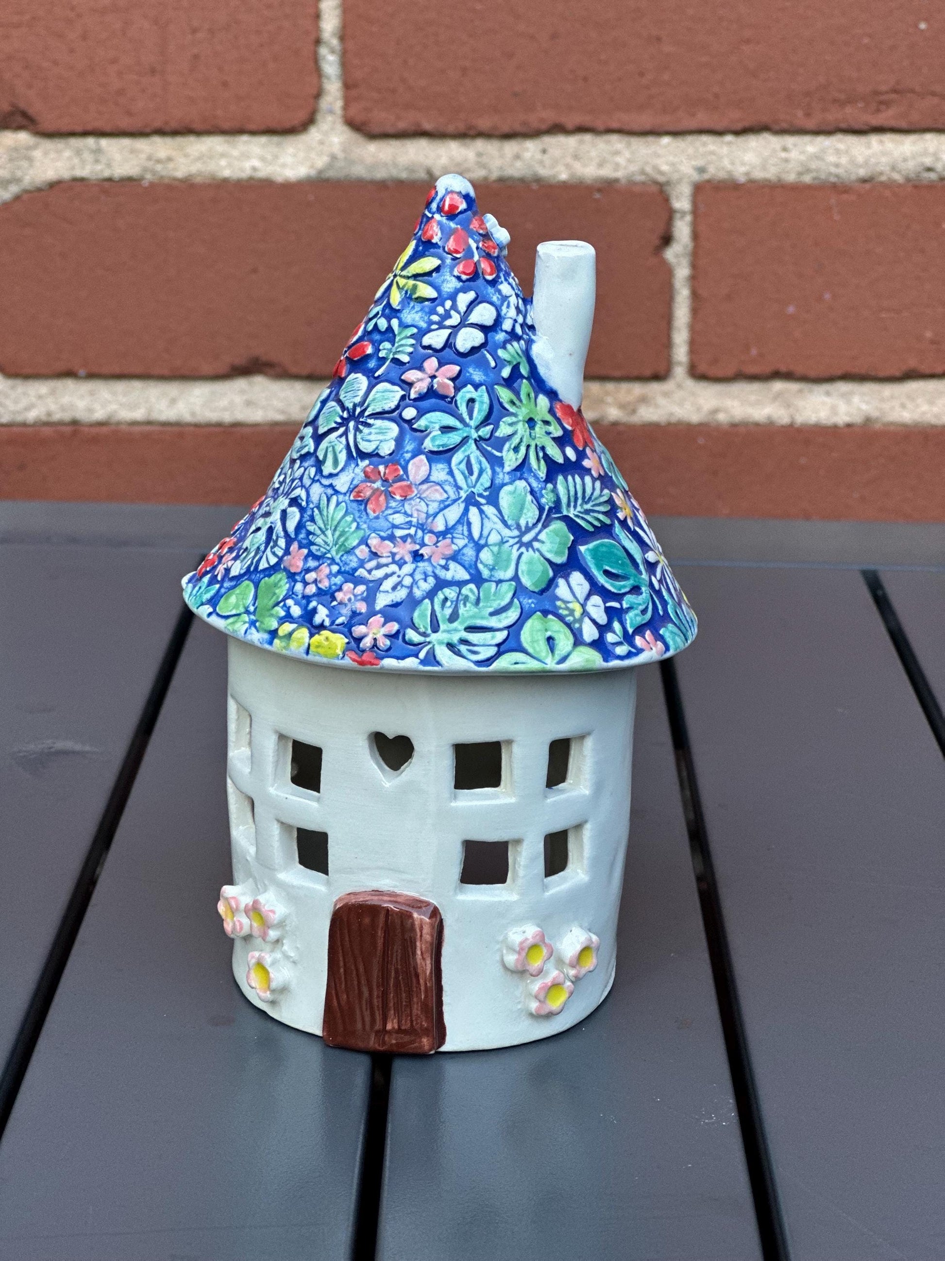 Ceramic Round Fairy Elf House Tea Light Holder