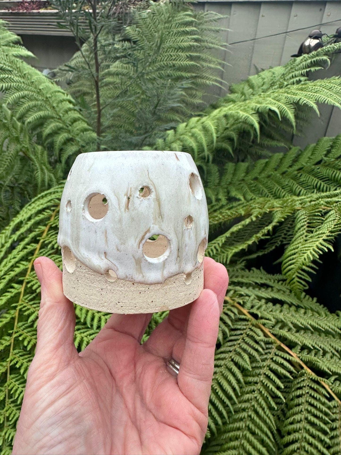 Handmade Stoneware Tealight Holder, Glazed Ceramic Candle Holder