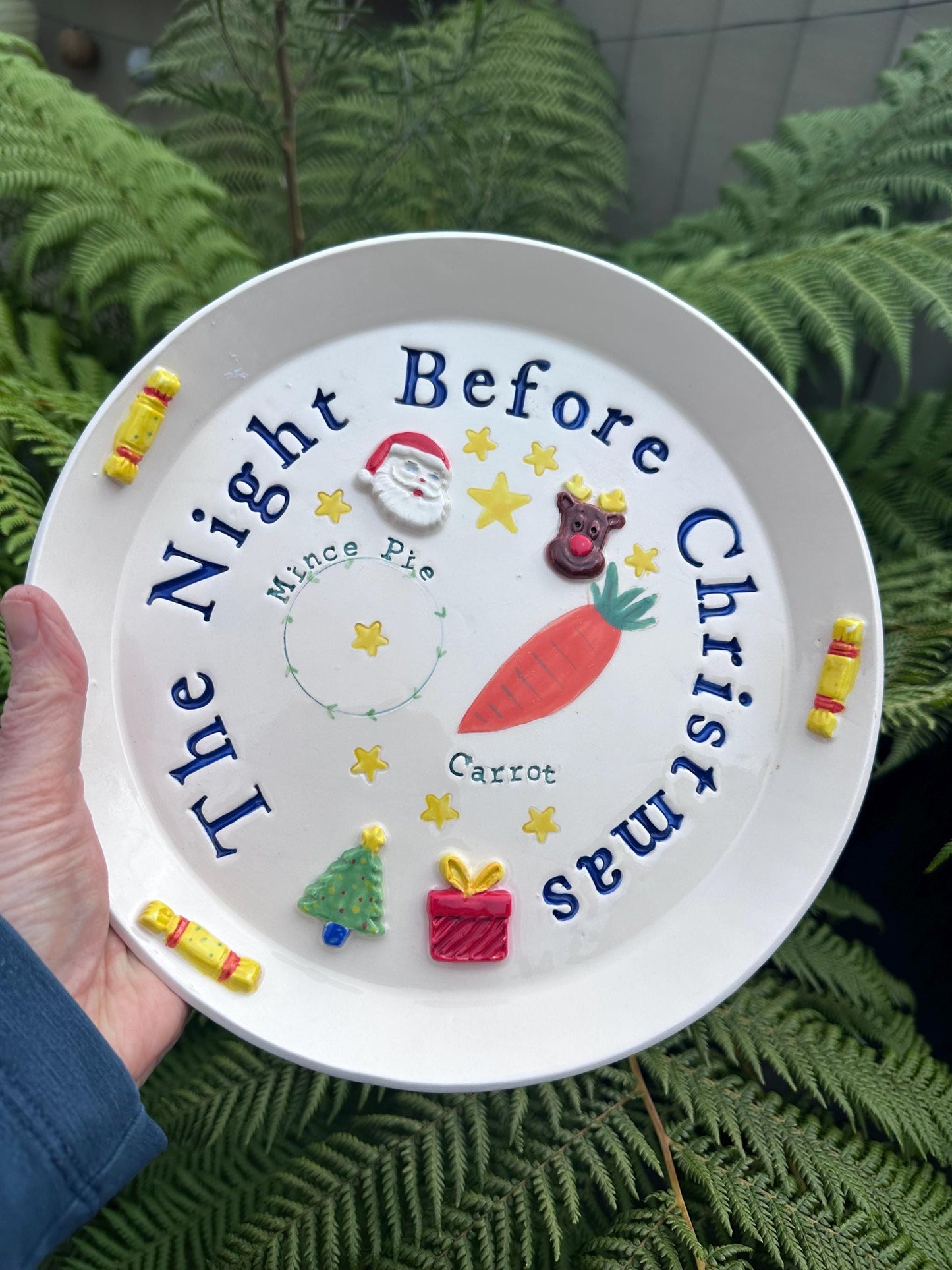 Ceramic Christmas Eve Santa Plate - A lovely handmade Keepsake.