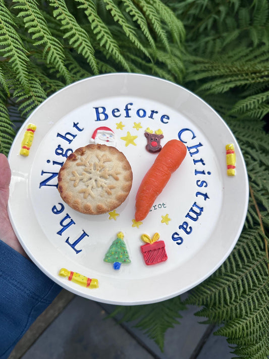 Ceramic Christmas Eve Santa Plate - A lovely handmade Keepsake.