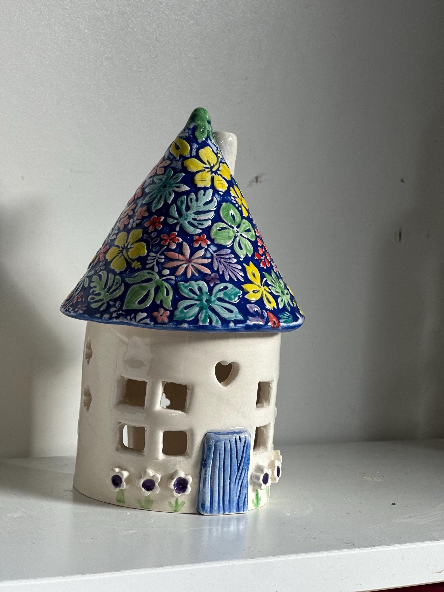 Ceramic Round Fairy Elf House Tea Light Holder