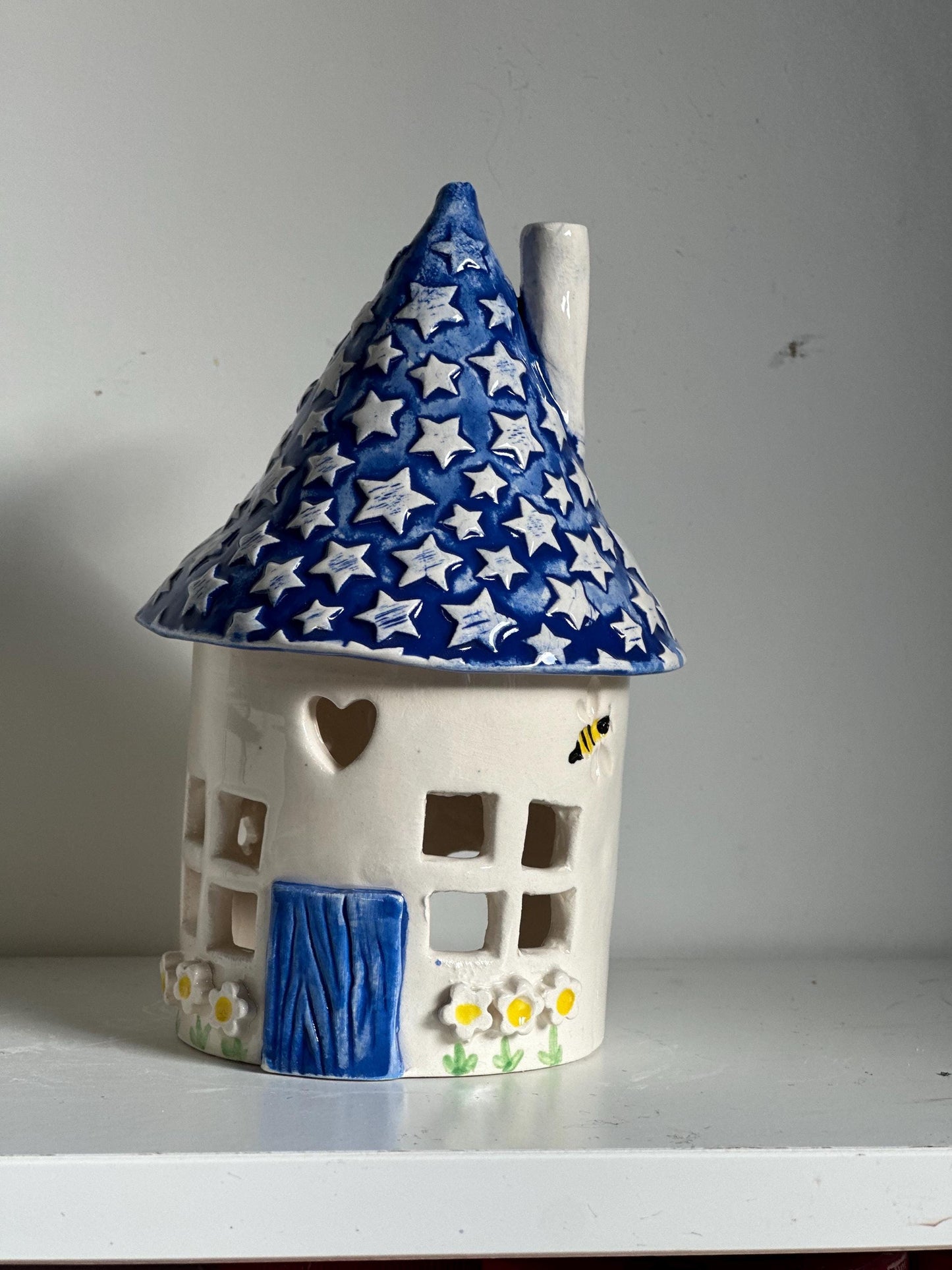 Ceramic Round Fairy Elf House Tea Light Holder