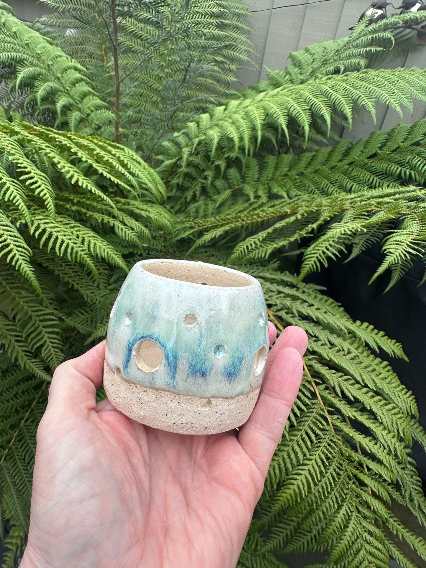 Handmade Stoneware Tealight Holder, Glazed Ceramic Candle Holder