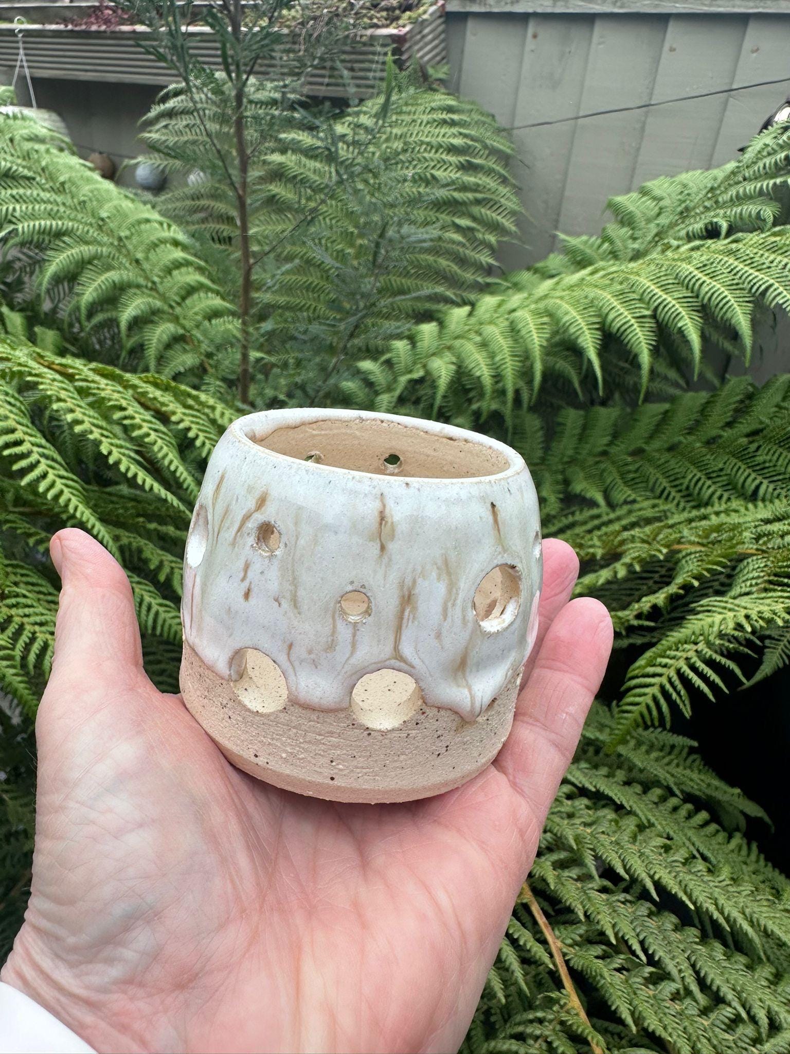 Handmade Stoneware Tealight Holder, Glazed Ceramic Candle Holder