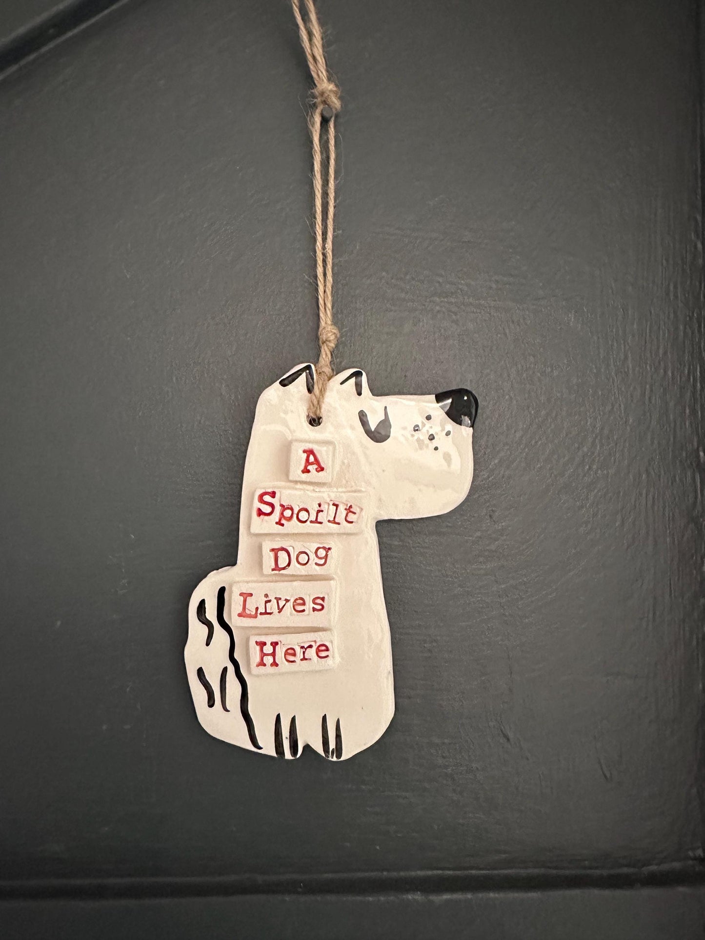 Ceramic Spoilt Dog Hanging Decoration