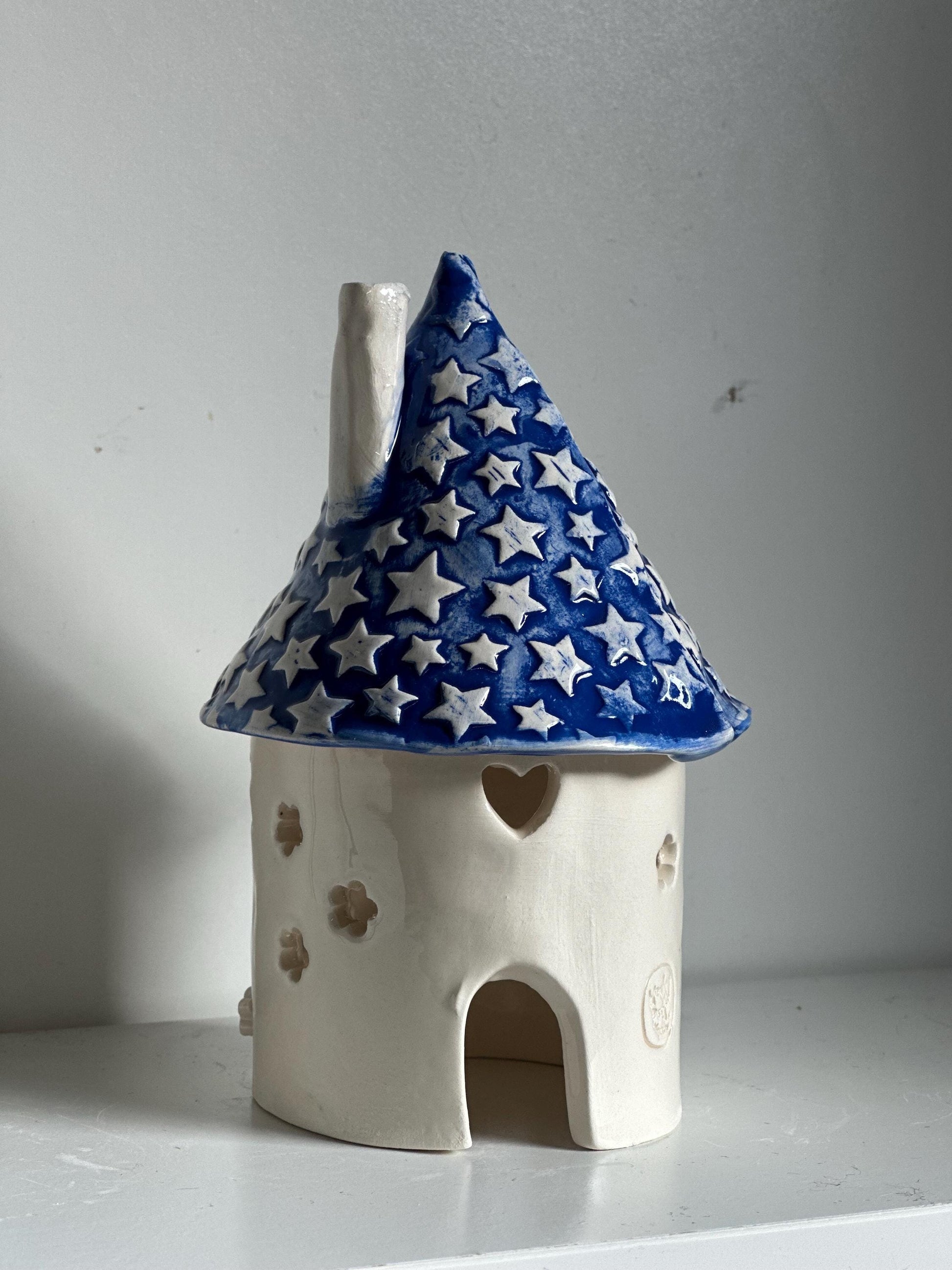 Ceramic Round Fairy Elf House Tea Light Holder