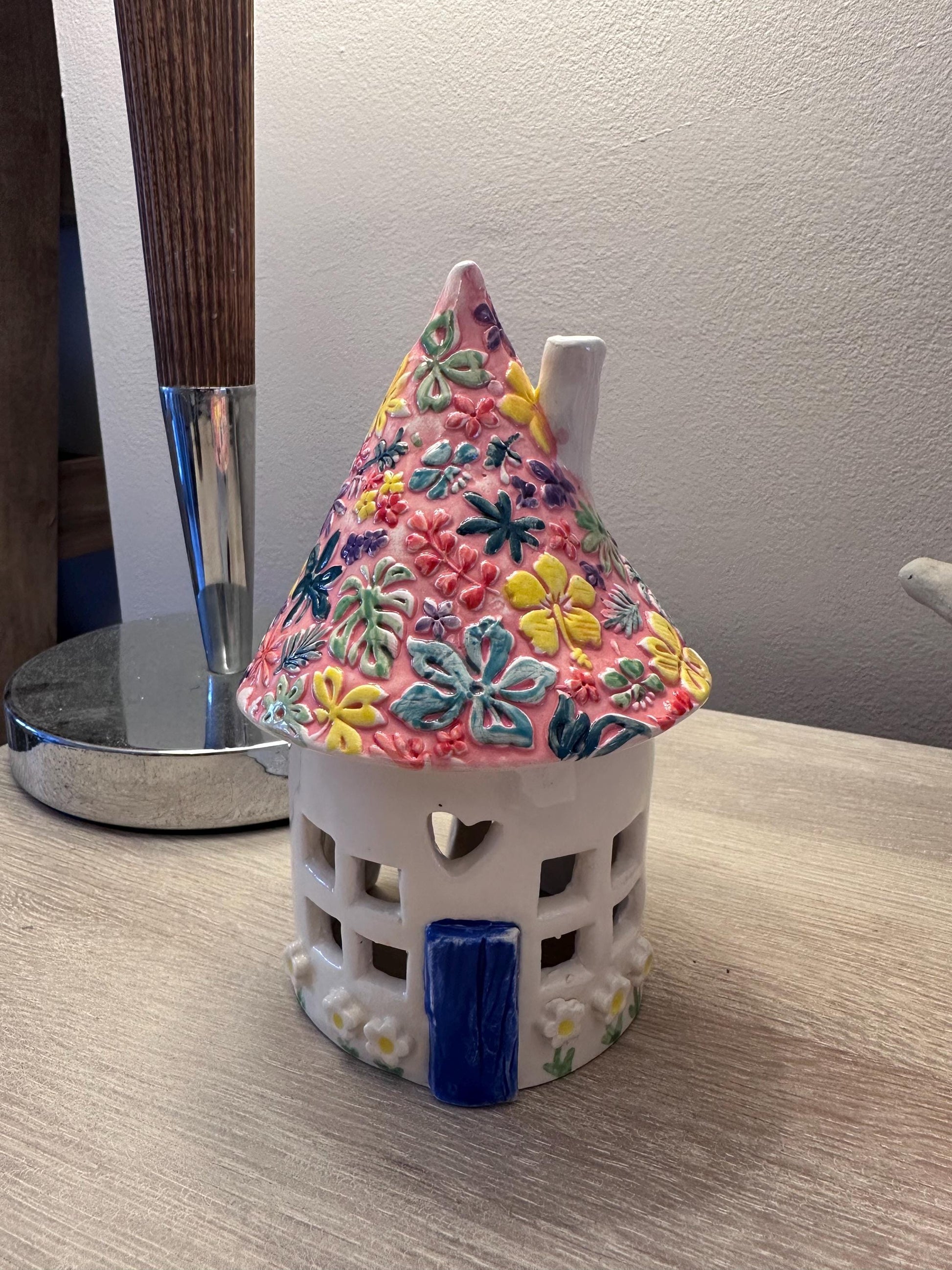 Ceramic Round Fairy Elf House Tea Light Holder