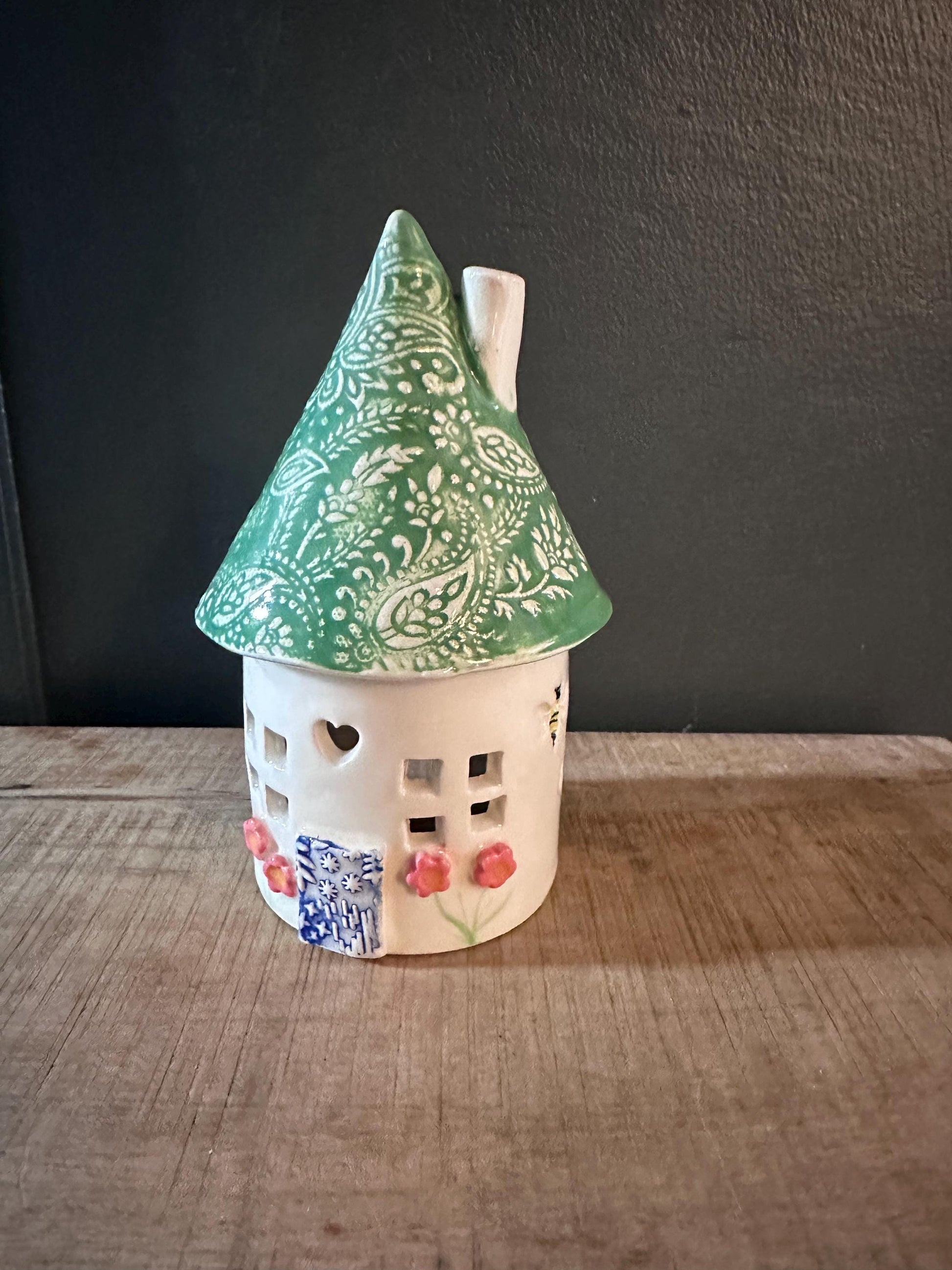Ceramic Round Fairy Elf House Tea Light Holder