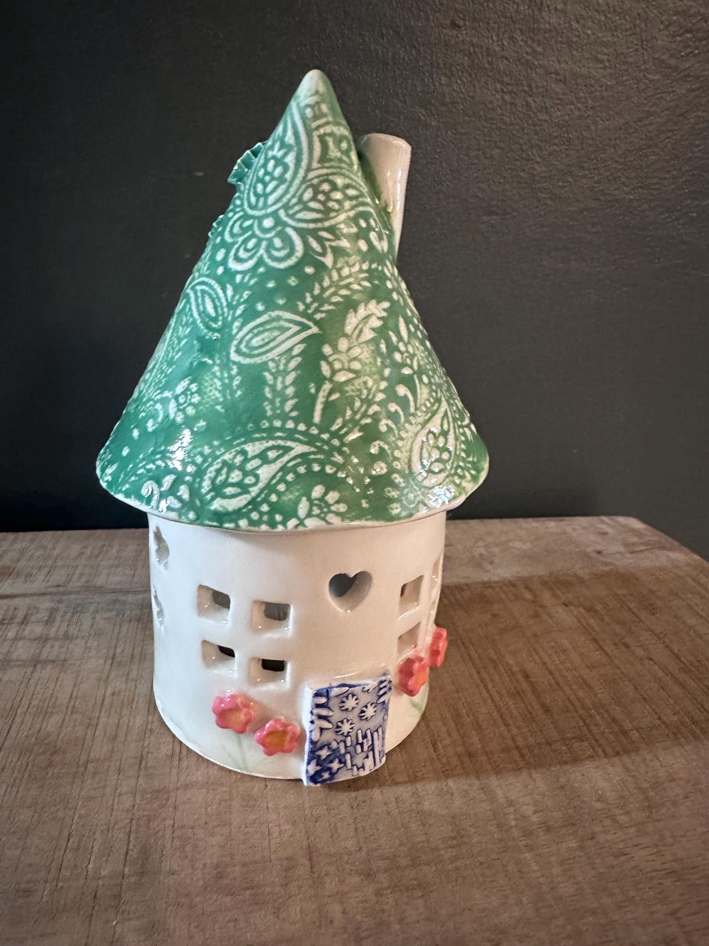 Ceramic Round Fairy Elf House Tea Light Holder