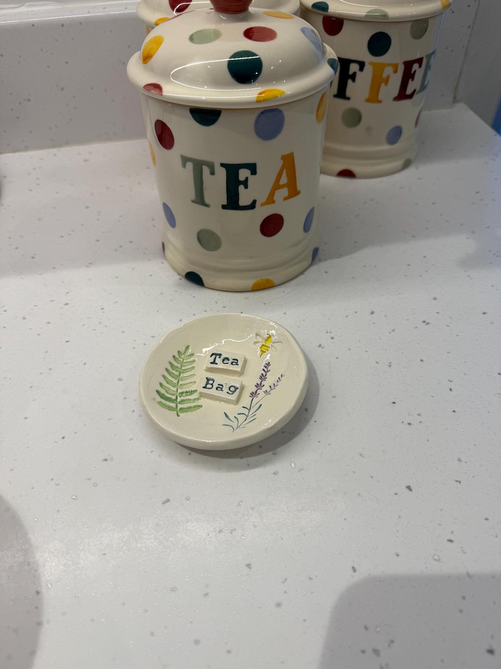 Tea Bag Dish Ceramic Handmade. Hand Painted