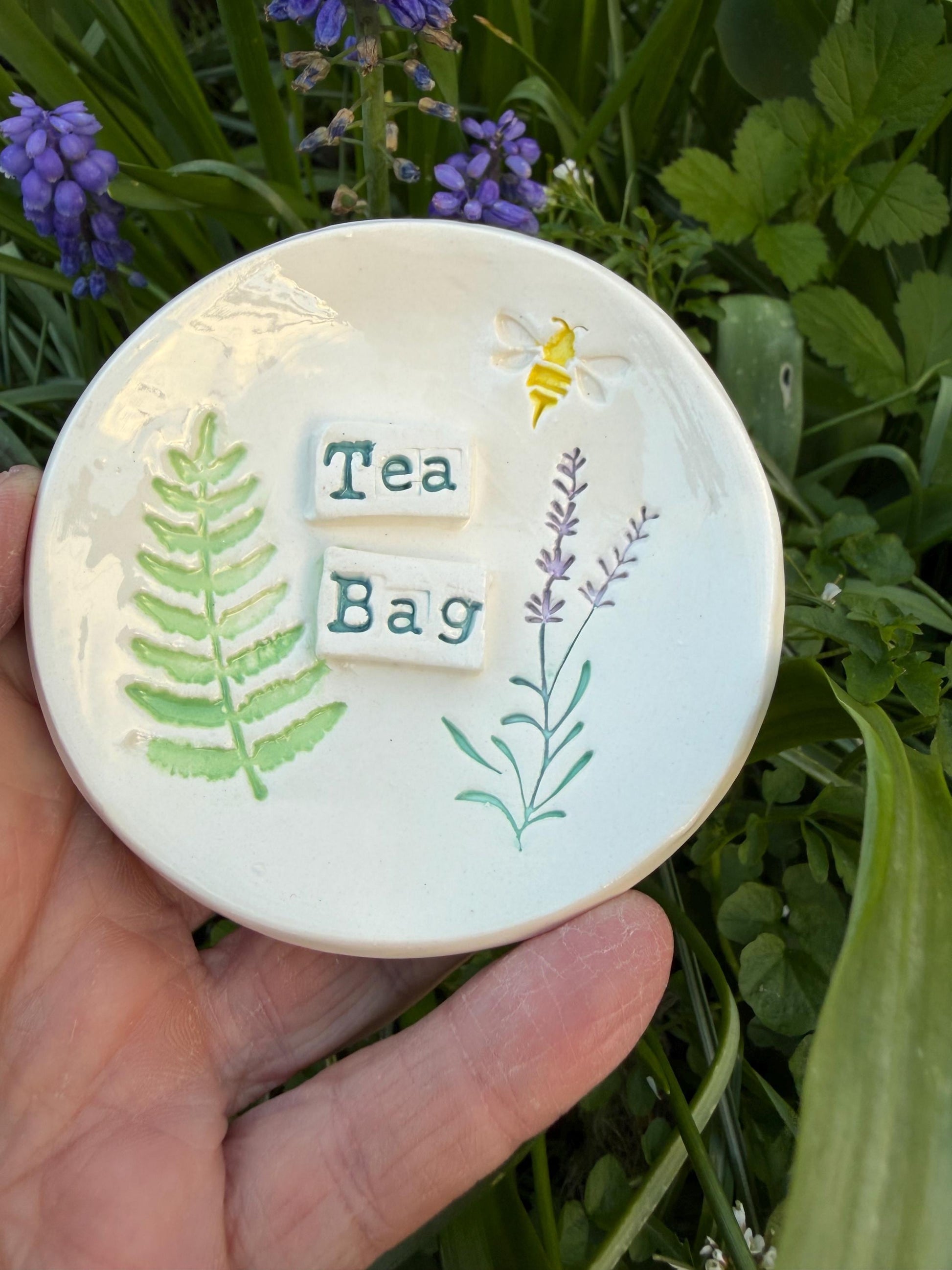 Tea Bag Dish Ceramic Handmade. Hand Painted