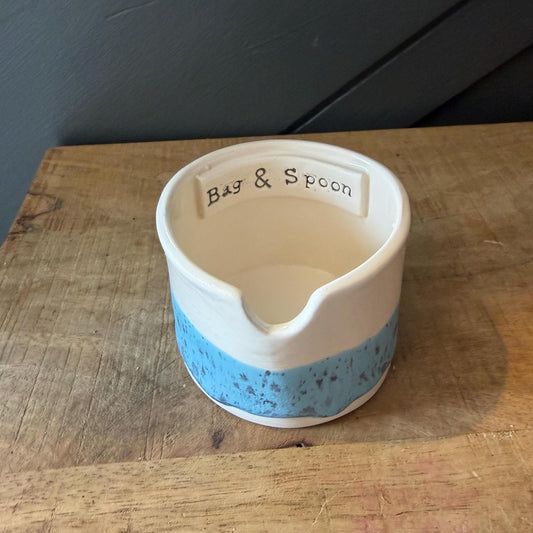 Pretty Ceramic Tea Bag & Spoon pot